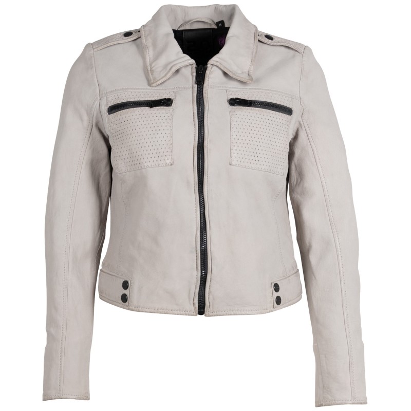 Geaca Scurta de Piele Dama 2.0 by Mauritius Gri Deschis 2Wmarin – Black Friday