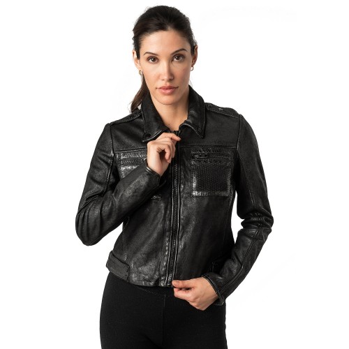 Geaca Scurta de Piele Dama 2.0 by Mauritius Neagra 2Wmarin