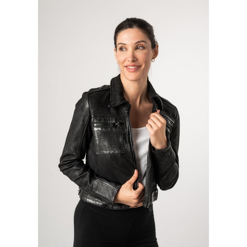 Geaca Scurta de Piele Dama 2.0 by Mauritius Neagra 2Wmarin – Geci de Piele