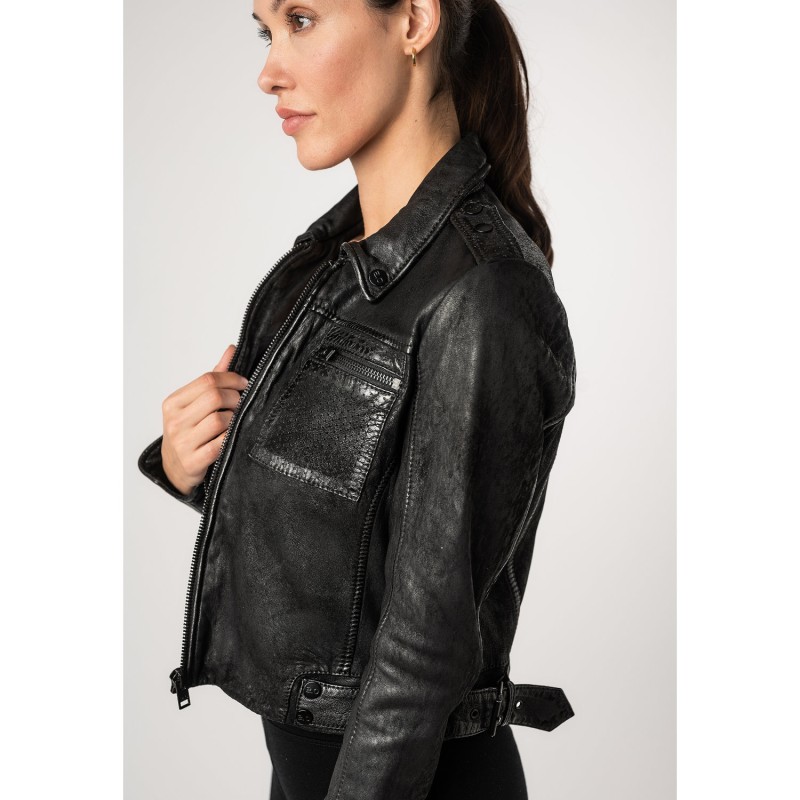 Geaca Scurta de Piele Dama 2.0 by Mauritius Neagra 2Wmarin – Geci de Piele