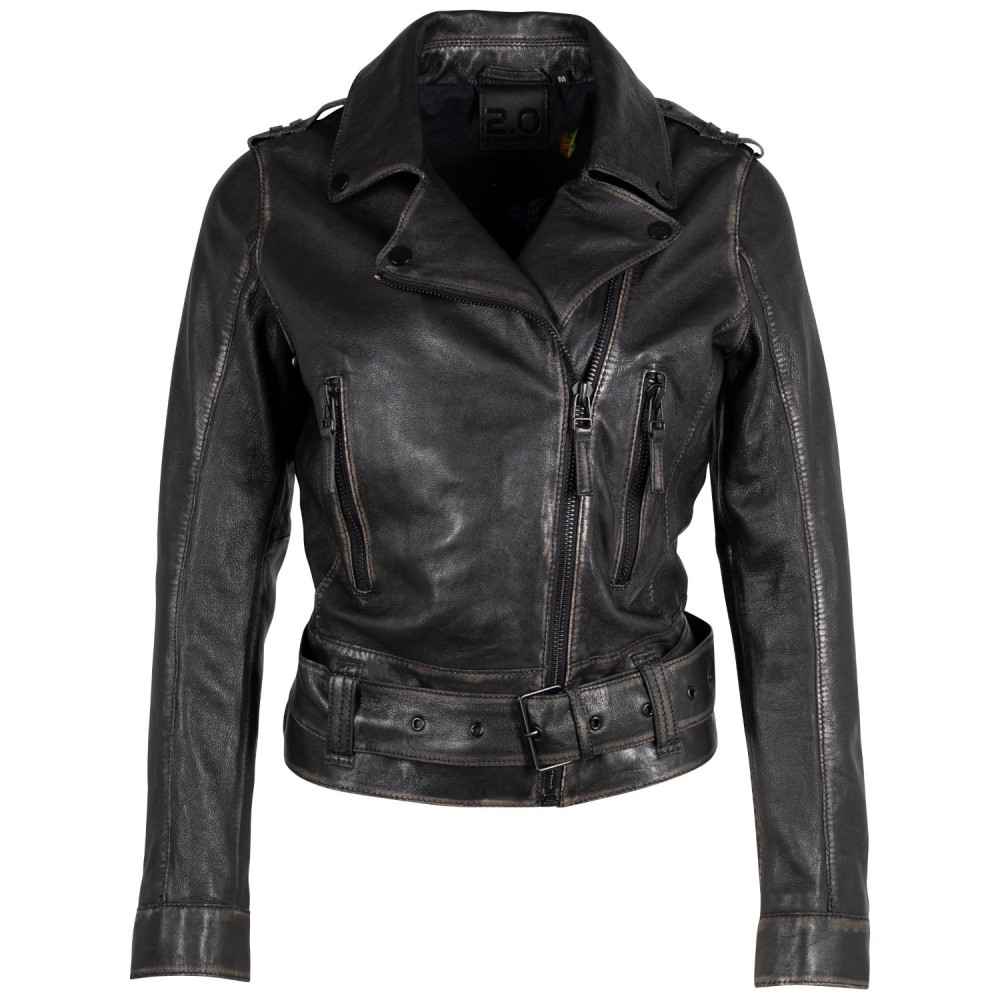 Geaca de Piele Dama 2.0 by Mauritius Negru Vintage 2Wmelin - readytowear