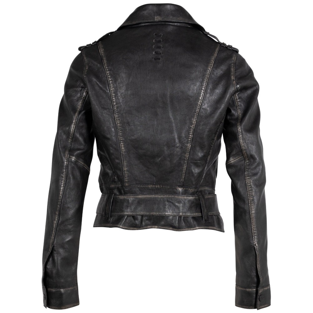 Geaca de Piele Dama 2.0 by Mauritius Negru Vintage 2Wmelin - readytowear