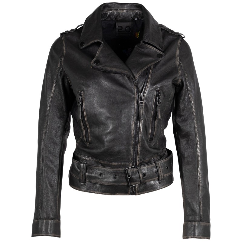 Geaca de Piele Dama 2.0 by Mauritius Negru Vintage 2Wmelin – Geci de Piele