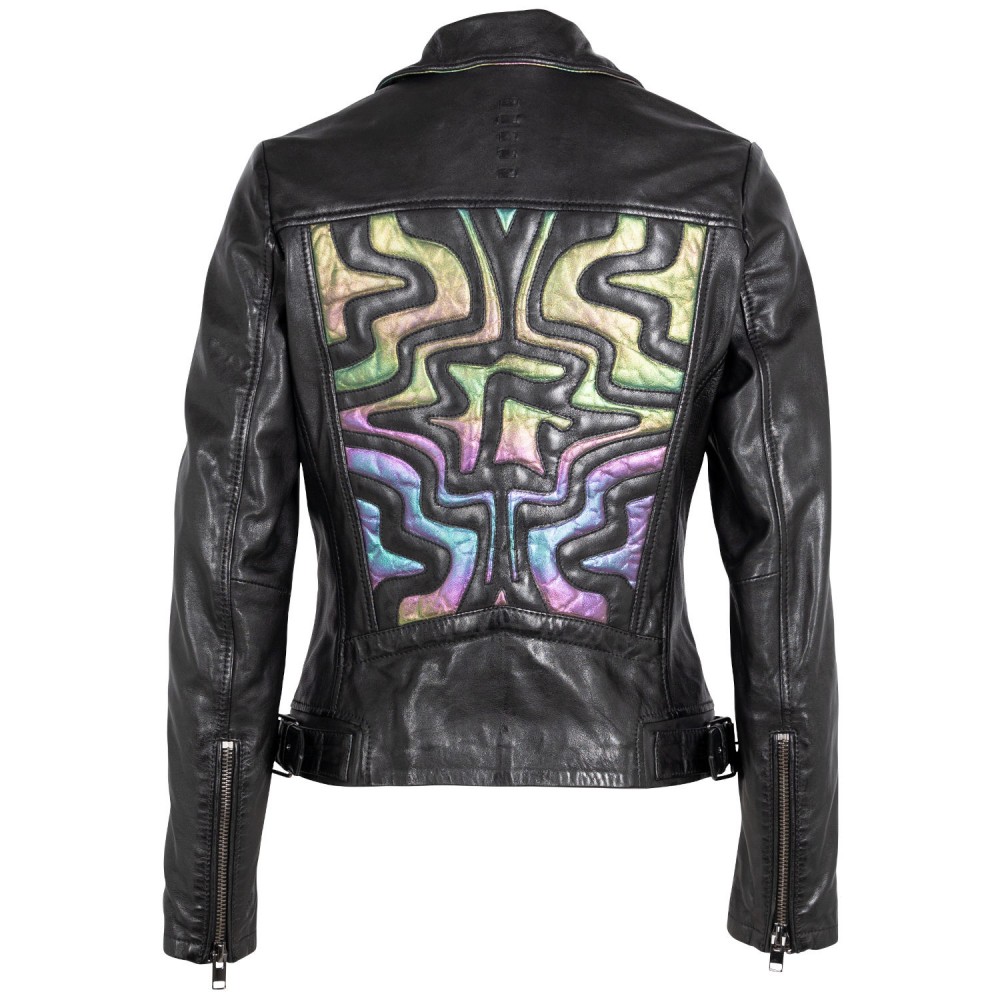 Geaca de Piele Dama 2.0 by Mauritius Negru/Holografic 2Wminji - readytowear