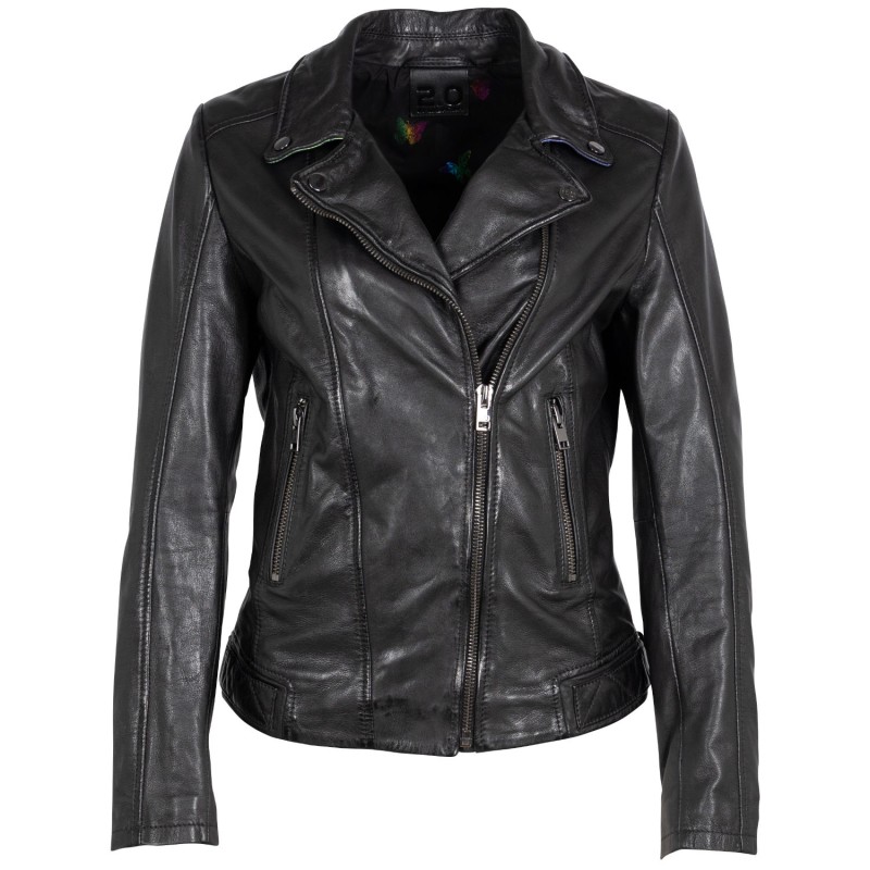 Geaca de Piele Dama 2.0 by Mauritius Negru/Holografic 2Wminji – Geci de Piele