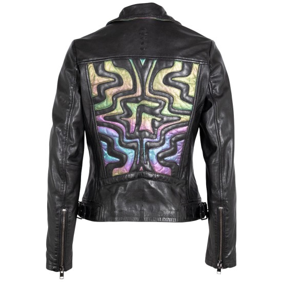 Geaca de Piele Dama 2.0 by Mauritius Negru/Holografic 2Wminji