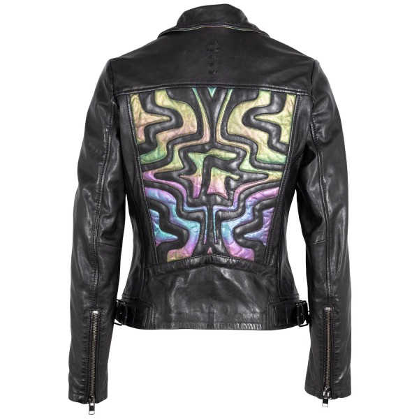 Geaca de Piele Dama 2.0 by Mauritius Negru/Holografic 2Wminji