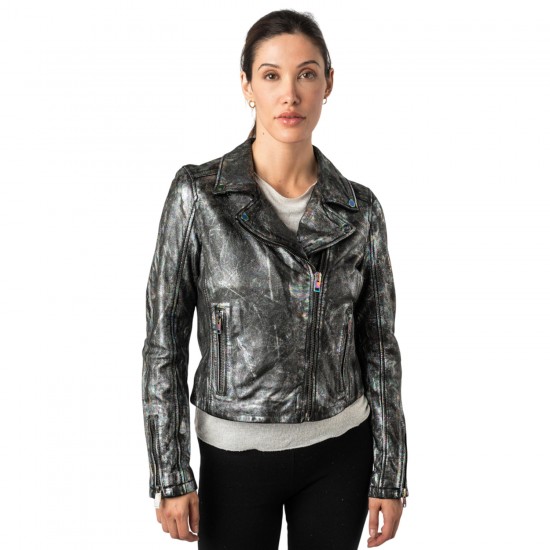 Geaca de Piele Dama 2.0 by Mauritius Negru/Holografic 2Wnishell