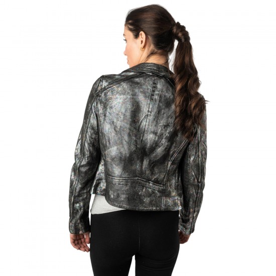 Geaca de Piele Dama 2.0 by Mauritius Negru/Holografic 2Wnishell