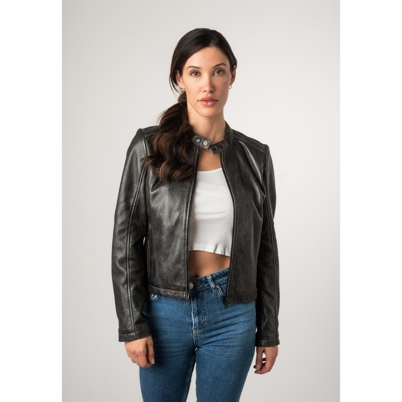 Geaca de Piele Dama 2.0 by Mauritius Gri Vintage 2Wrayla – Geci de Piele