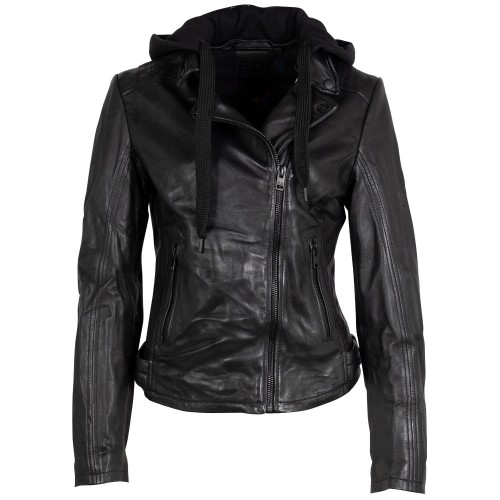 Geaca de Piele Dama 2.0 by Mauritius Neagra 2Wrinko