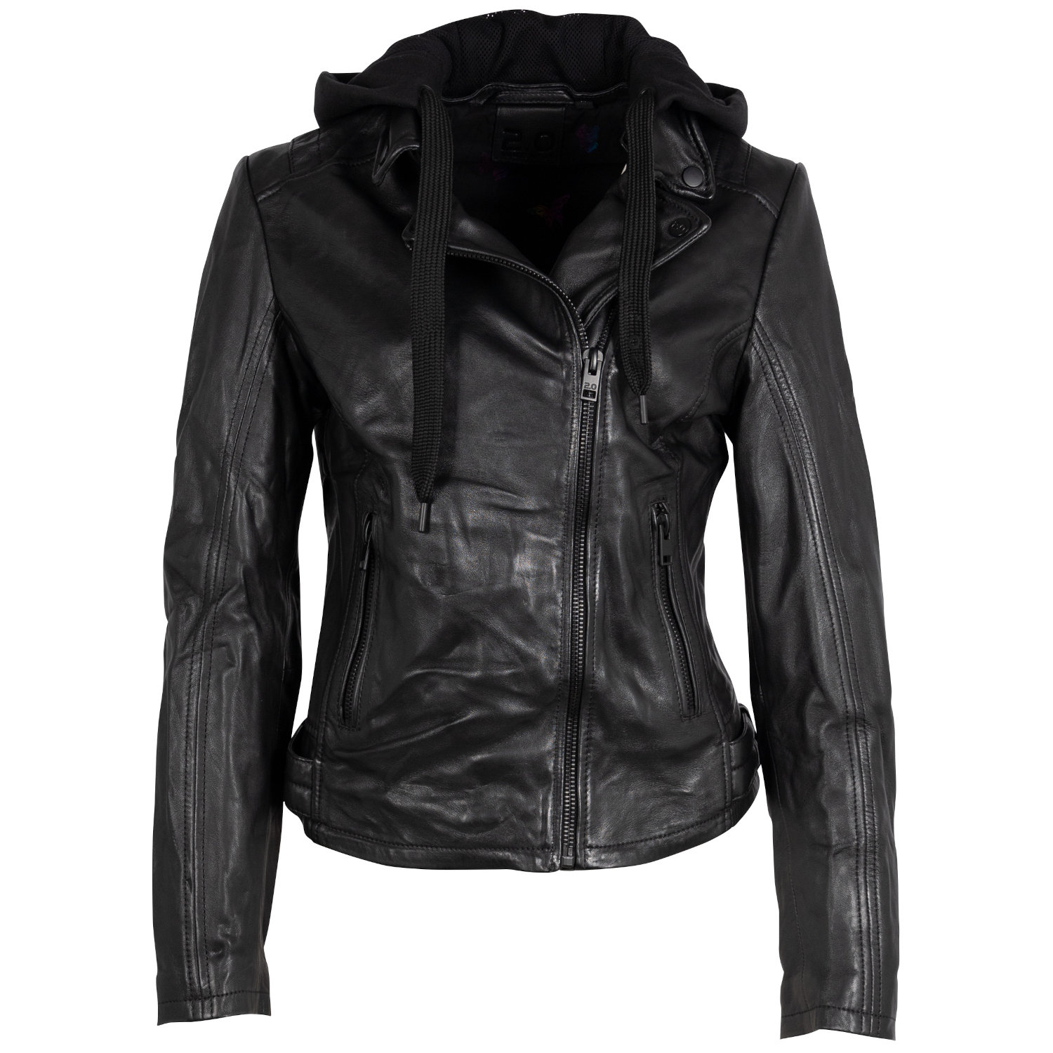 Geaca de Piele Dama 2.0 by Mauritius Neagra 2Wrinko – Geci de Piele