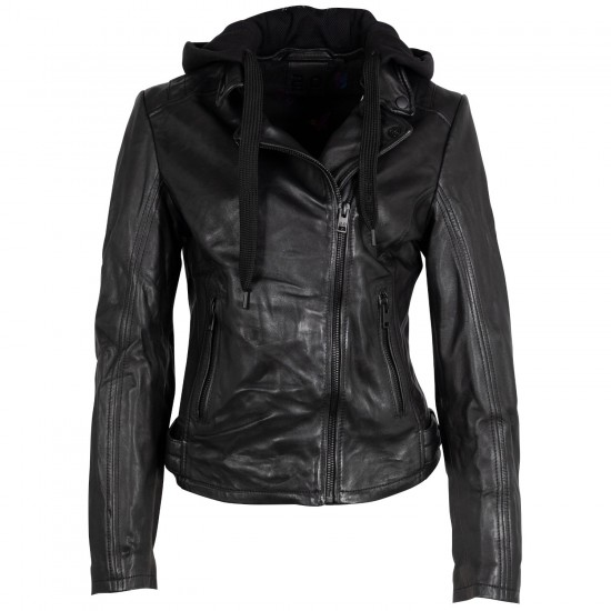 Geaca de Piele Dama 2.0 by Mauritius Neagra 2Wrinko