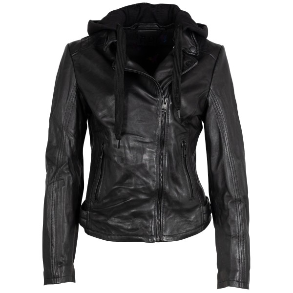 Geaca de Piele Dama 2.0 by Mauritius Neagra 2Wrinko