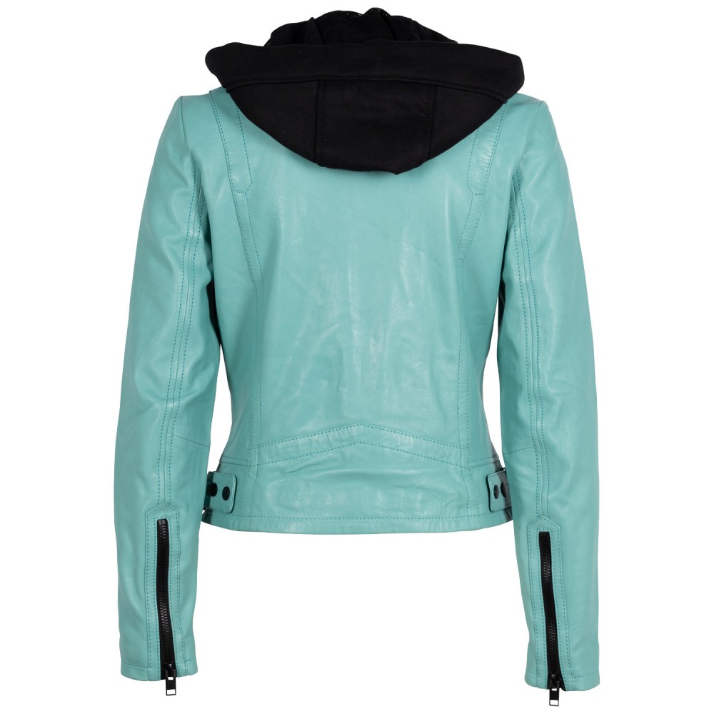 Geaca de Piele Dama 2.0 by Mauritius Turcoaz Deschis 2Wrinko - readytowear