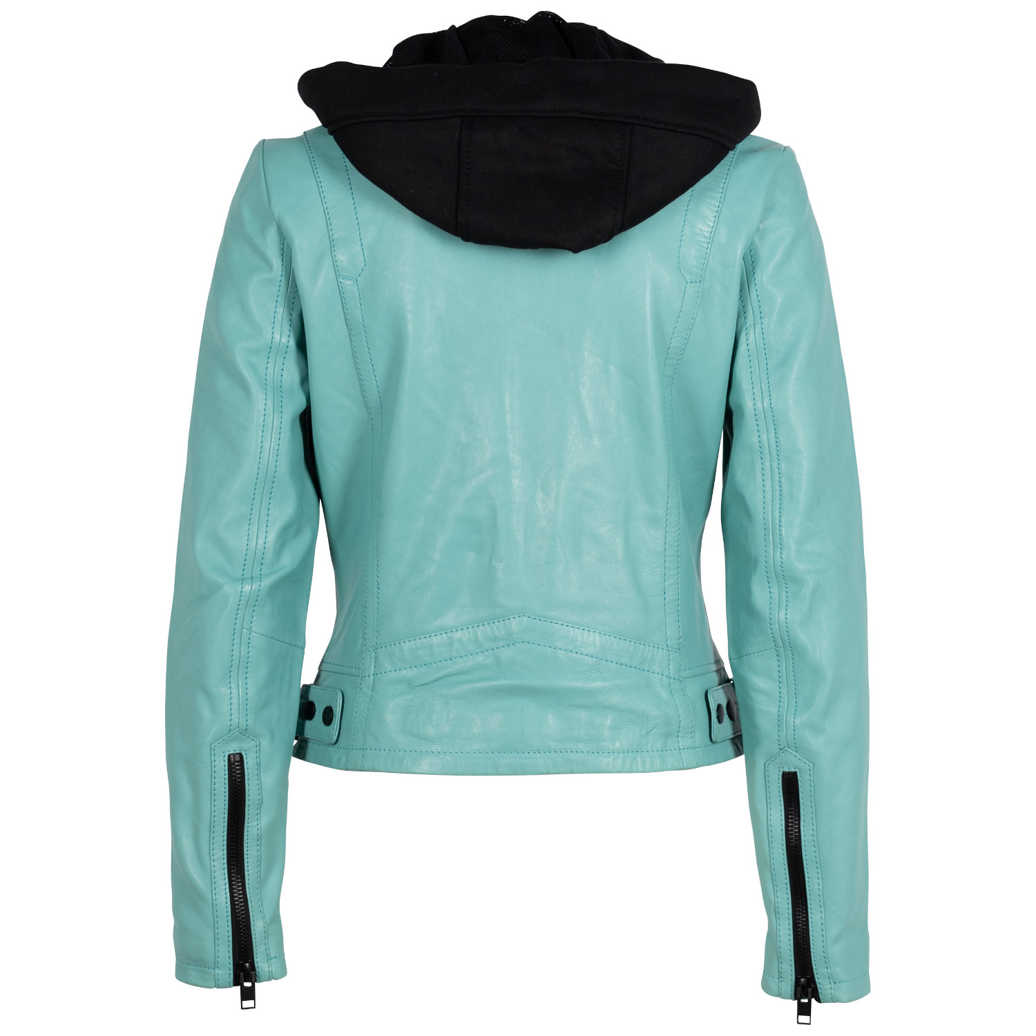 Geaca de Piele Dama 2.0 by Mauritius Turcoaz Deschis 2Wrinko – Geci de Piele