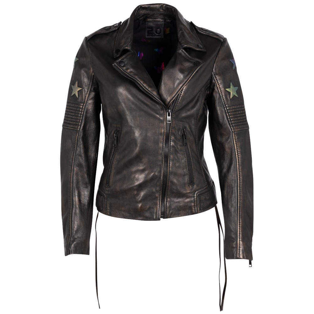 Geaca de Piele Dama 2.0 by Mauritius Negru/Holografic 2Wwona - readytowear