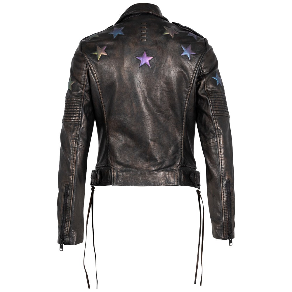 Geaca de Piele Dama 2.0 by Mauritius Negru/Holografic 2Wwona - readytowear