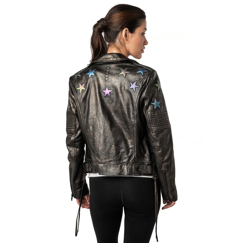 Geaca de Piele Dama 2.0 by Mauritius Negru/Holografic 2Wwona – Geci de Piele Geaca de Piele Dama 2.0 by Mauritius Negru/Holografic 2Wwona – Geci de Piele