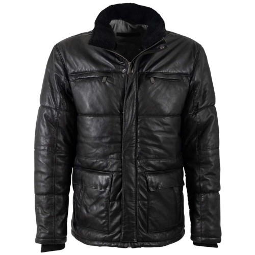 Geaca de Iarna din Piele Barbati Deercraft Neagra DMArnoud