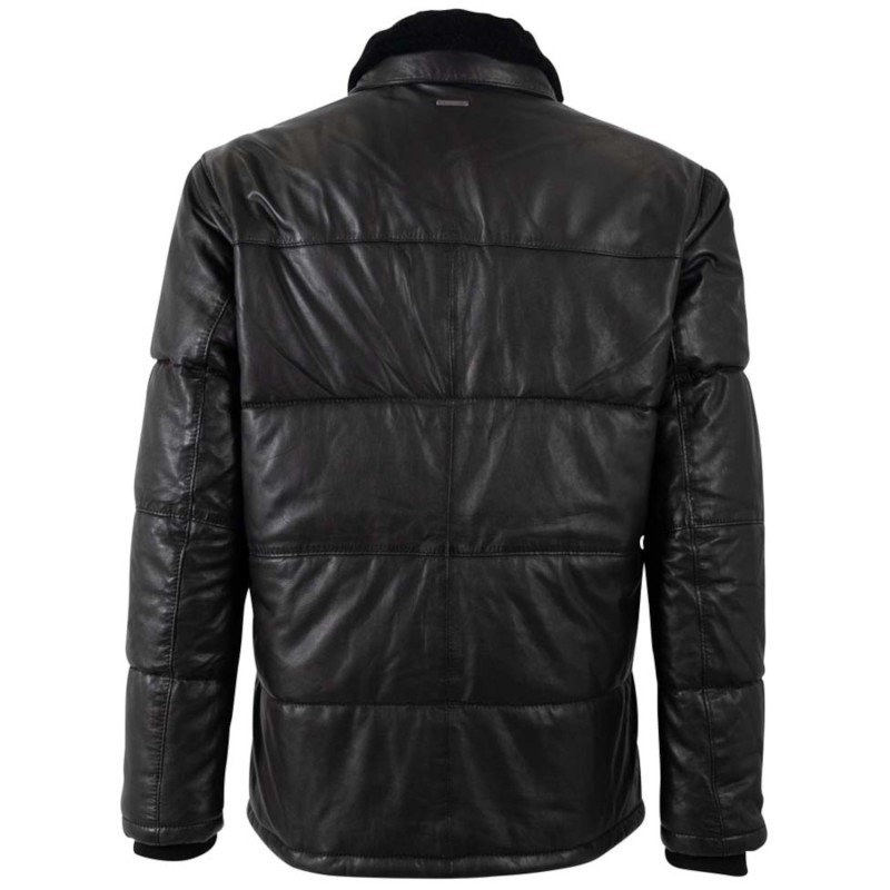 Geaca de Iarna din Piele Barbati Deercraft Neagra DMArnoud – Black Friday