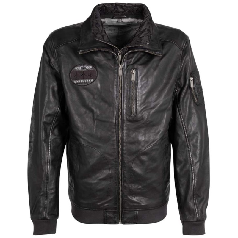 Geaca de Piele Barbati Deercraft Neagra DMCalgary – Black Friday