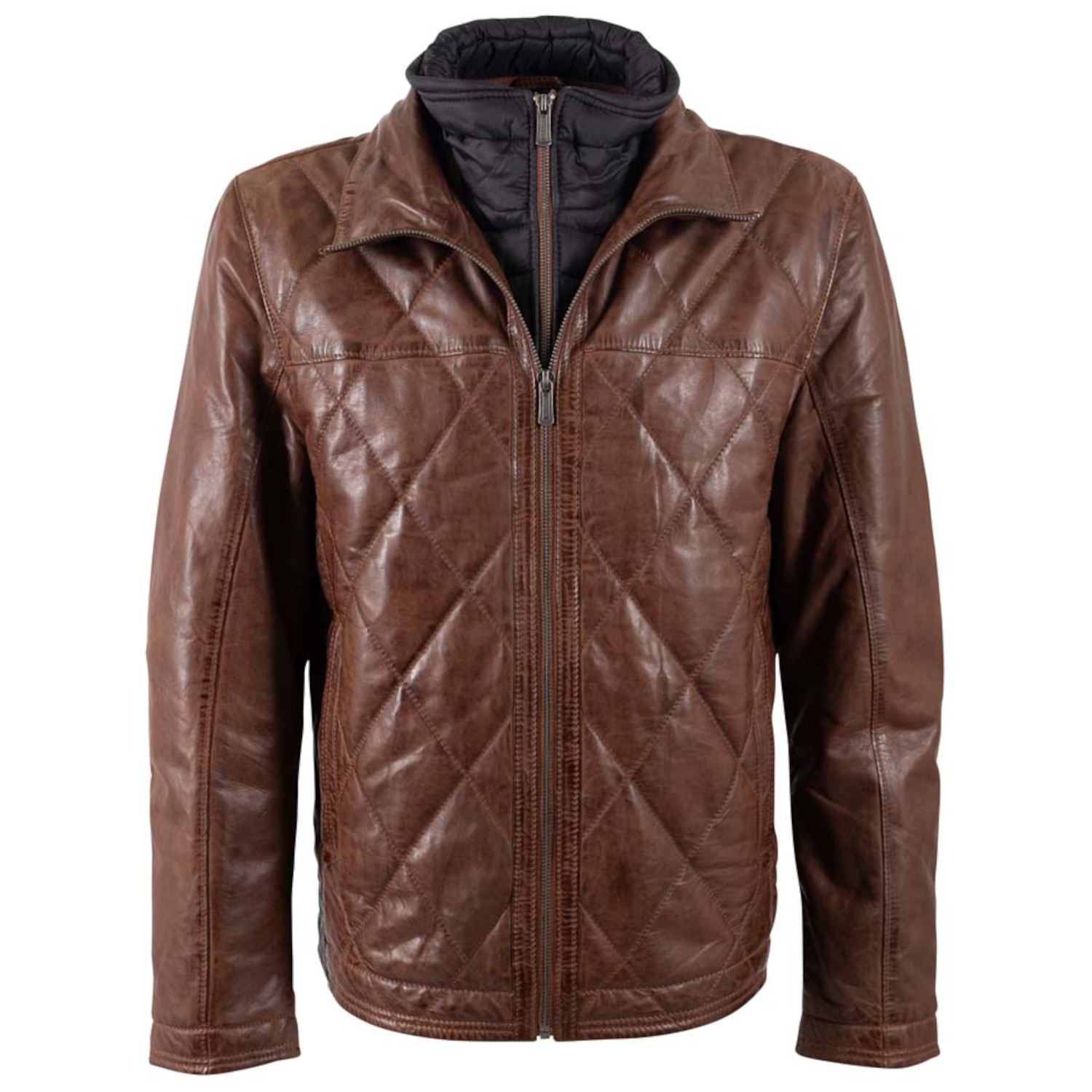 Geacă de piele bărbătească Deercraft castanie DMCarlsen, piele naturală de miel, matlasată