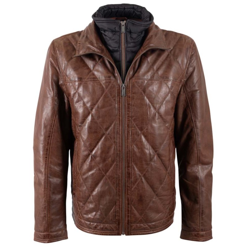 Geaca de Piele Barbati Deercraft Castanie DMCarlsen – Geci de Piele
