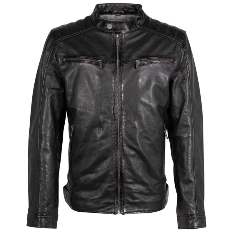 Geaca de Piele Barbati Deercraft Neagra DMElvon – Geci de Piele