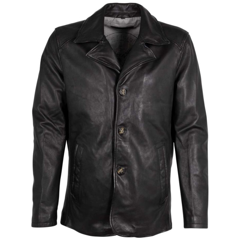 Sacou de Piele Barbati Deercraft Negru DMJacco – Geci de Piele