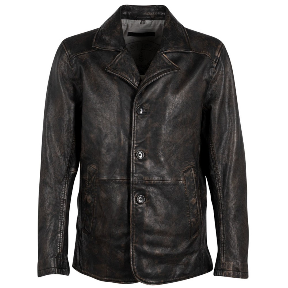 Sacou de Piele Barbati Deercraft Negru Vintage DMJaryk