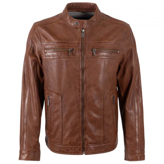 Geaca de Piele Barbati Deercraft Coniac Inchis DMLoukas