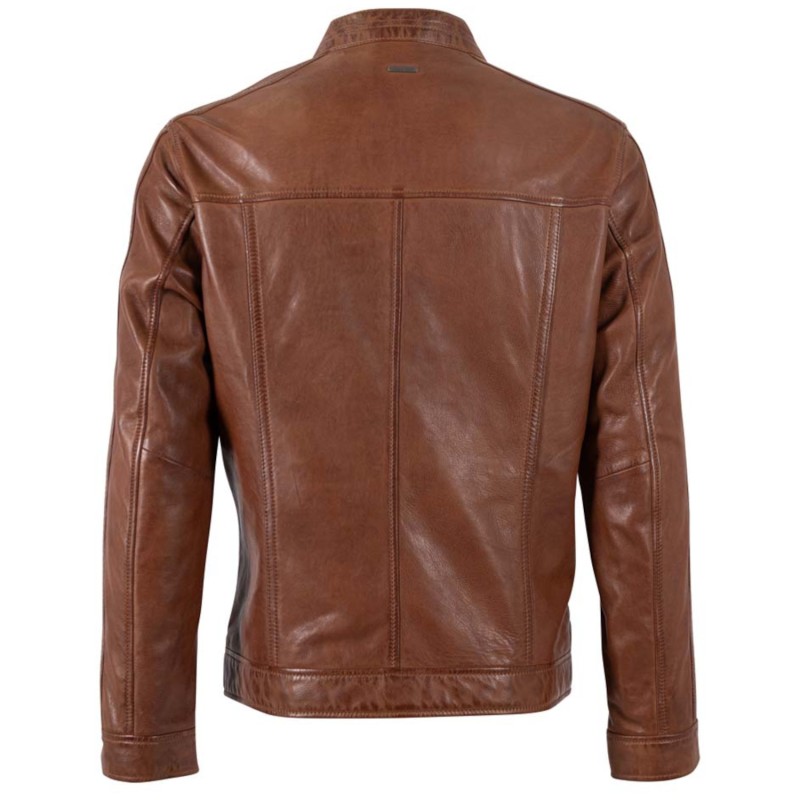 Geaca de Piele Barbati Deercraft Coniac Inchis DMLoukas – Geci de Piele