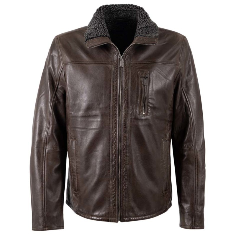Geaca de Piele Barbati Deercraft Maro Inchis DMNaotis – Geci de Piele