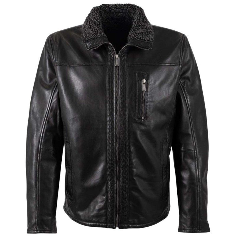 Geaca de Piele Barbati Deercraft Neagra DMNaotis – Geci de Piele