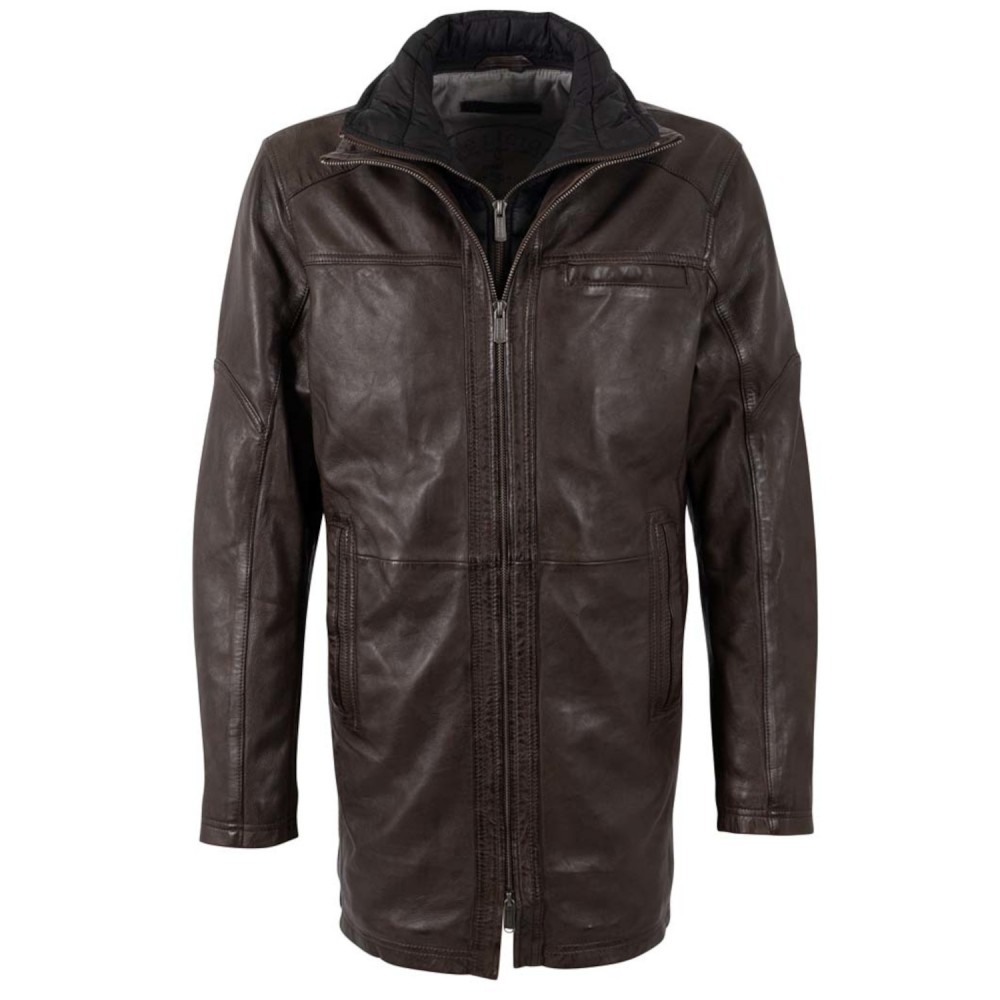 Geaca Lunga de Piele Barbati Deercraft Maro Inchis DMSjol