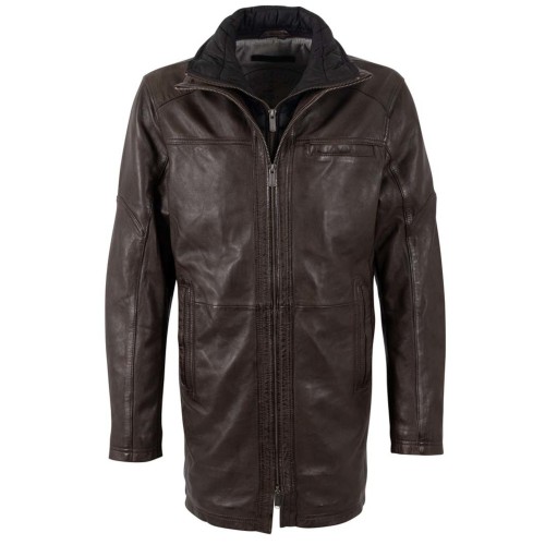 Geaca Lunga de Piele Barbati Deercraft Maro Inchis DMSjol