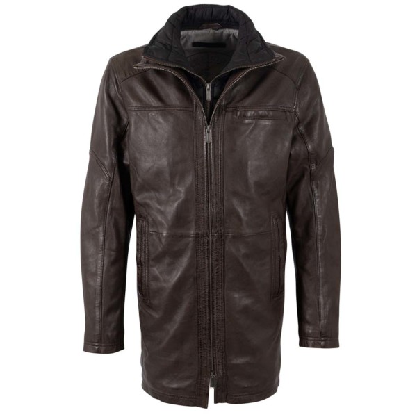 Geaca Lunga de Piele Barbati Deercraft Maro Inchis DMSjol