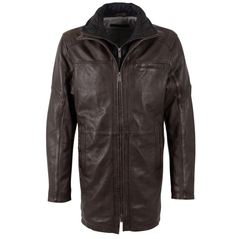 Geaca Lunga de Piele Barbati Deercraft Maro Inchis DMSjol – Geci de Piele