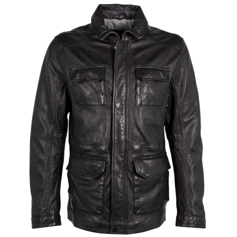 Geaca de Piele Barbati Deercraft Neagra DMThelmo – Geci de Piele