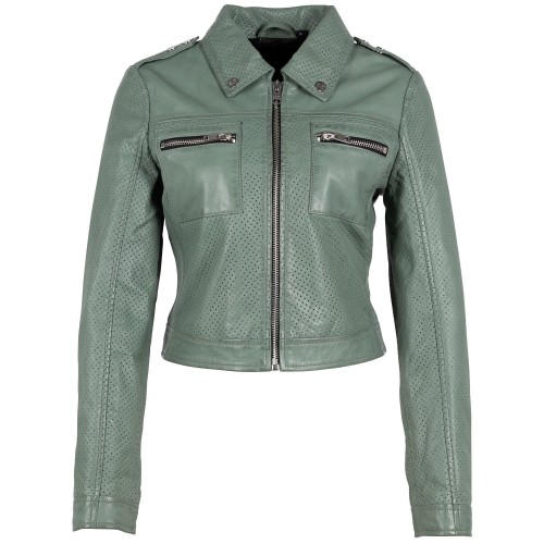 Geaca Scurta de Piele Dama Gipsy Verde Salvie G2WShala