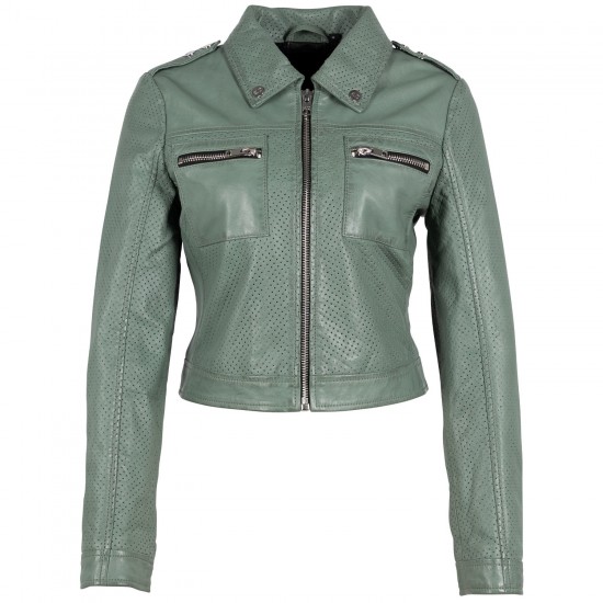 Geaca Scurta de Piele Dama Gipsy Verde Salvie G2WShala