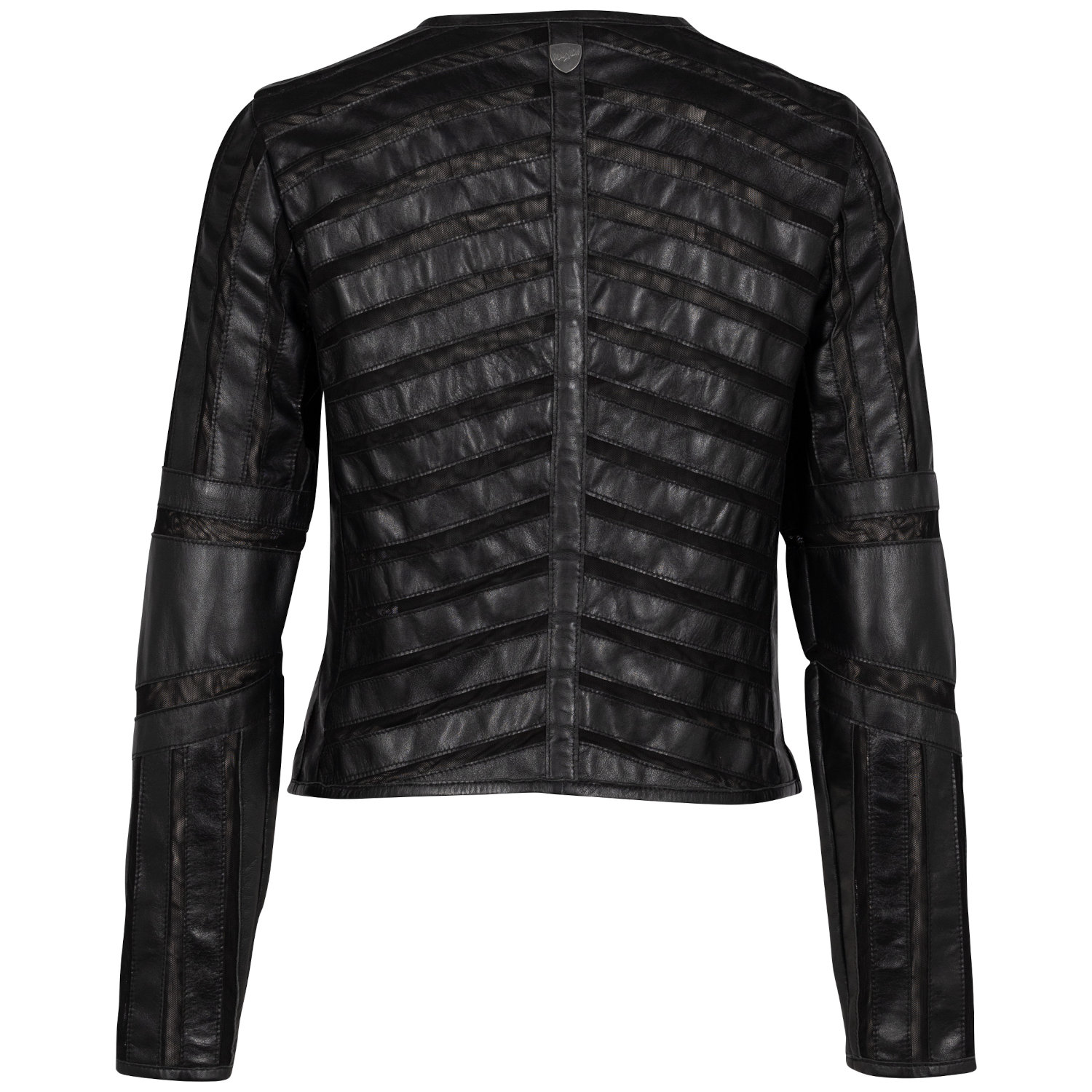 geaca piele dama neagra Mauritius GGSuri model scurt cu insertii mesh piele naturala Geacă de piele damă Mauritius GGSuri neagră – piele naturală model modern