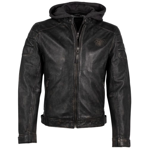 Geaca de Piele Barbati Mauritius Negru Antic GMNemei