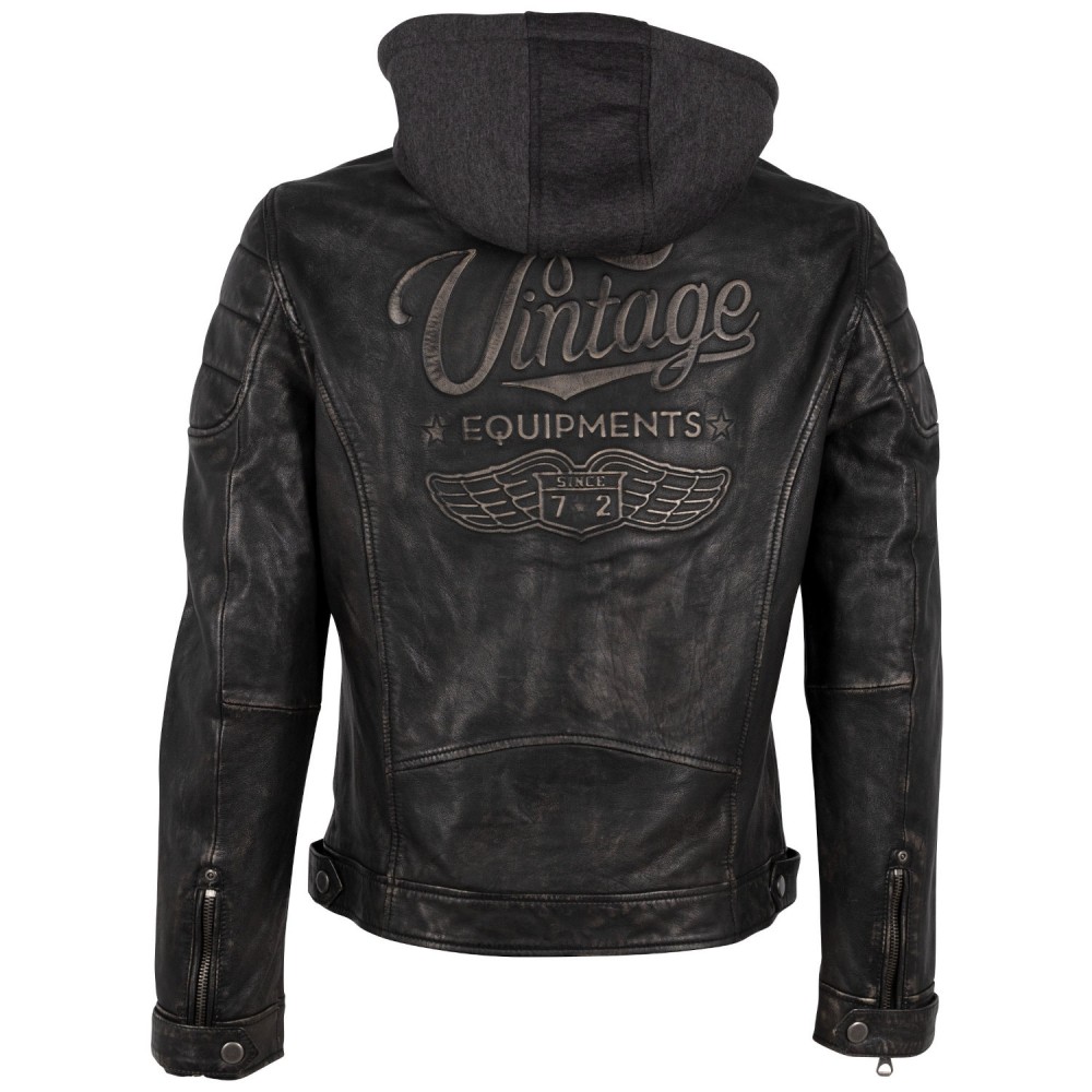 Geaca de Piele Barbati Mauritius Negru Antic GMNemei - readytowear