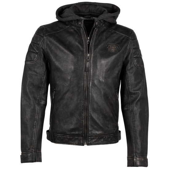 Geaca de Piele Barbati Mauritius Negru Antic GMNemei