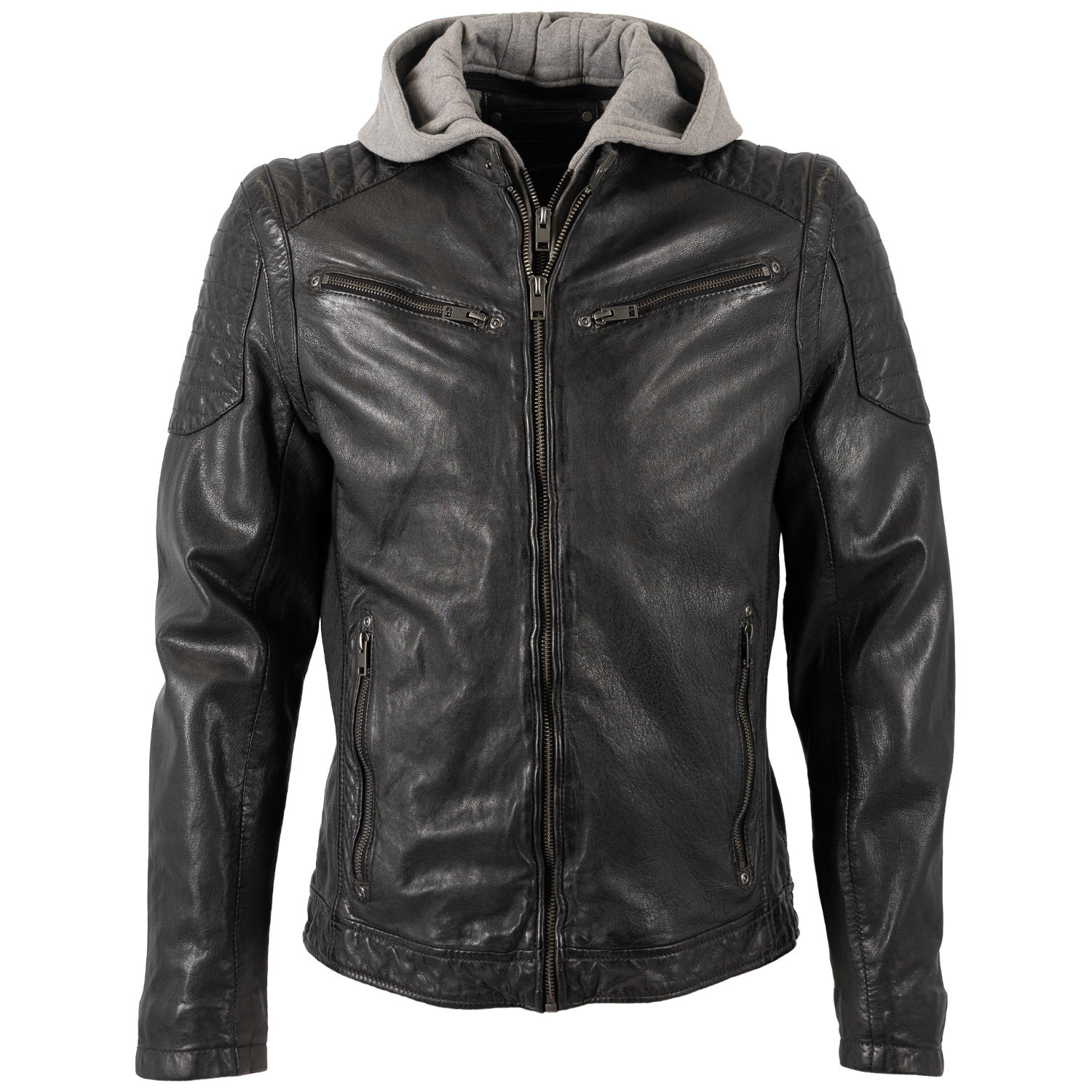 Geaca de Piele Barbati Finshley Harding London Neagra GMNewOrleans – Black Friday