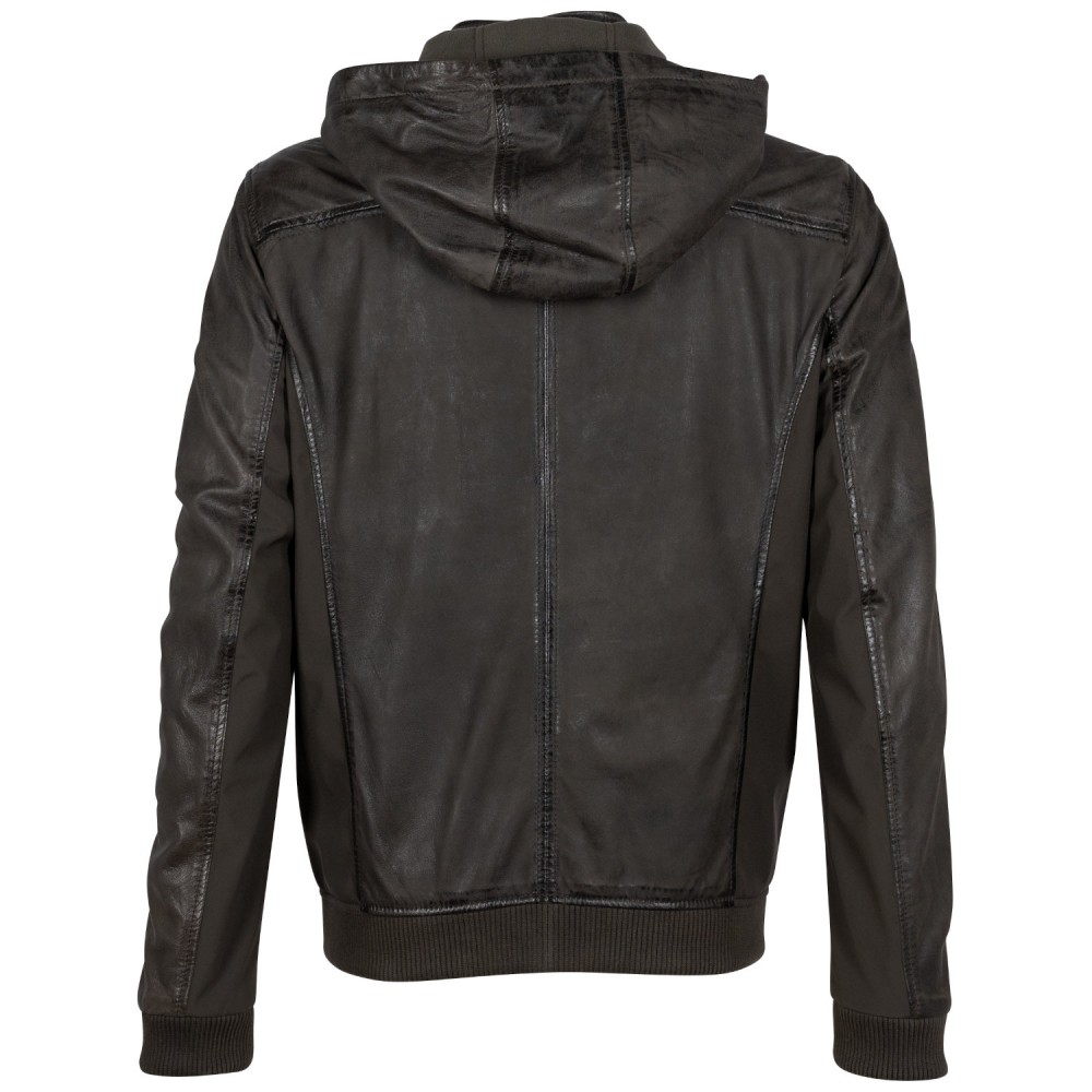 Geaca de Piele Barbati Mauritius Olive Inchis GMSalerno