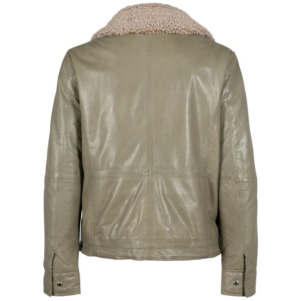 Geaca de Piele Dama Gipsy Verde Salvie GWAhnoa - readytowear