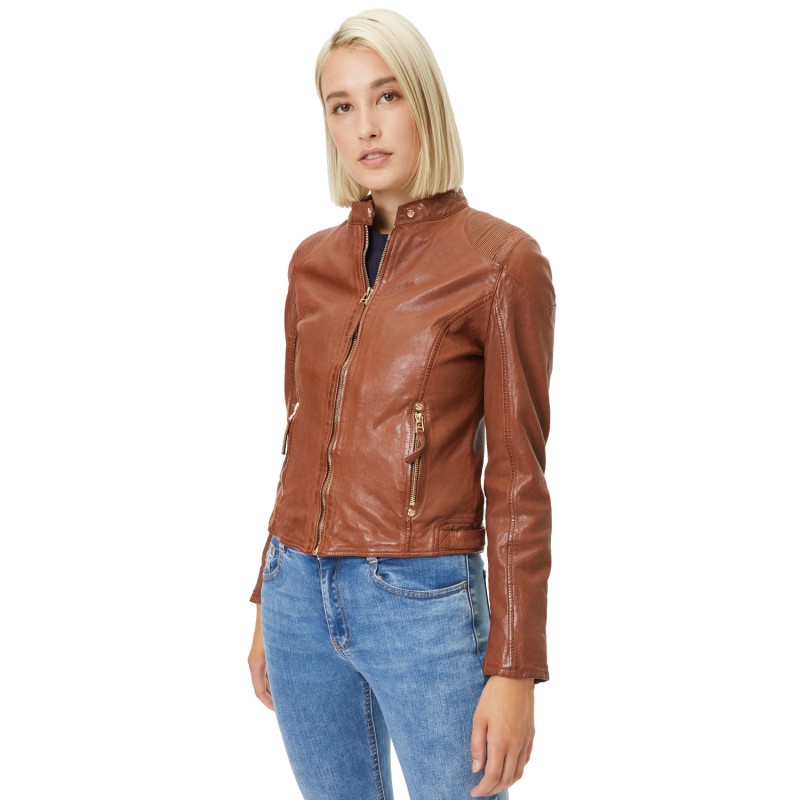 Geaca de Piele Dama Gipsy Coniac GWAneta – Geci de Piele